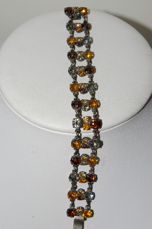 +MBA #E47-078   "Vintage Silvertone Multi Colored Crystal Rhinestone Bracelet"