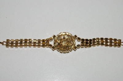 +MBA #E47-111   "Tammey Jewel Gold Tone AB Crystal Fancy Bracelet"