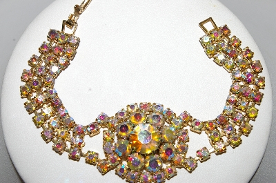 +MBA #E47-111   "Tammey Jewel Gold Tone AB Crystal Fancy Bracelet"