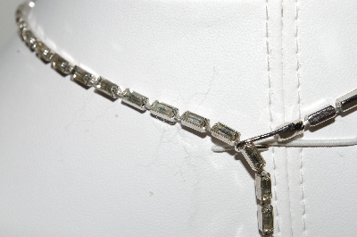 +MBA #E47-015 *  "Vintage Plated Silver Fancy Clear Crystal Rhinestone Necklace"