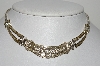 +MBA #E47-015 *  "Vintage Plated Silver Fancy Clear Crystal Rhinestone Necklace"