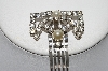 **MBA #E47-034   "Vintage Silvertone Clear Crystal & Faux Pearl Clip"