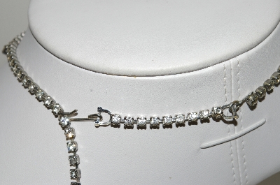 +MBA #E47-046   "Vintage Silvertone Clear Crystal Rhinestone Fancy Necklace/Chocker"