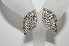 +MBA #E47-050   "Vintage Silvertone Clear Crystal Fancy Clip On Earrings"