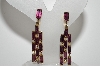 +MBA #E47-026   "Vintage Gold Plated 11 Stone Purple Glass Rhinestone Earrings"
