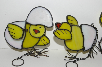 +MBA #E47-155  "Set Of 4 Stained Glass "Chick" Suncatchers"