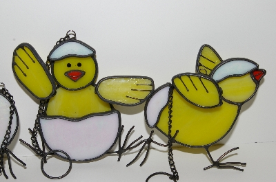 +MBA #E47-155  "Set Of 4 Stained Glass "Chick" Suncatchers"