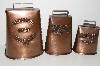 +MBA #E47-135   "Set Of 3 Antique Copper Finish Cow Bells"