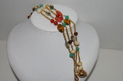 +MBA #91-112   "Vintage Goldtone Glass, Metal & Acrylic Bead Necklace"
