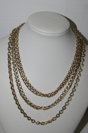 +MBA #91-114    "Vintage Gold Plated 5 Row Chain Necklace"