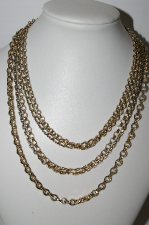 +MBA #91-114    "Vintage Gold Plated 5 Row Chain Necklace"