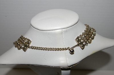 +MBA #91-114    "Vintage Gold Plated 5 Row Chain Necklace"