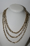 +MBA #91-114    "Vintage Gold Plated 5 Row Chain Necklace"