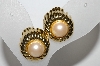 +MBA #91-148  "Monet Goldtone Faux Pearl Clip On Earrings"