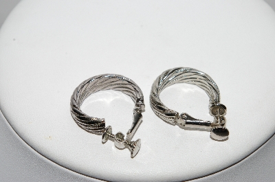 +MBA #91-025   "Vintage Silvertone Clip/Screw Back Combo Hoop Earrings"