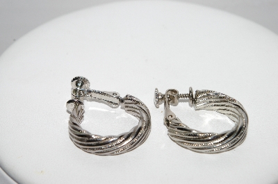 +MBA #91-025   "Vintage Silvertone Clip/Screw Back Combo Hoop Earrings"