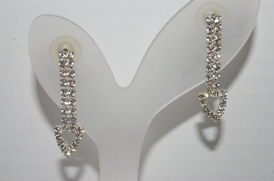+MBA #91-157   "Vintage Lot Of (3) Pairs Of Clear Crystal Rhinestone Pierced Earrings"