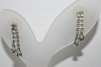 +MBA #91-157   "Vintage Lot Of (3) Pairs Of Clear Crystal Rhinestone Pierced Earrings"