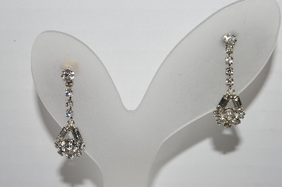 +MBA #91-157   "Vintage Lot Of (3) Pairs Of Clear Crystal Rhinestone Pierced Earrings"