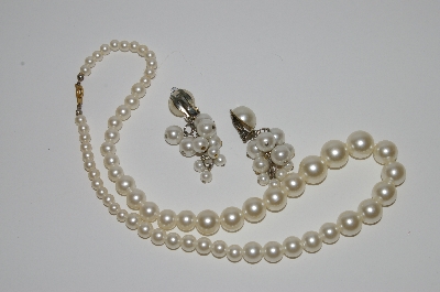 +MBA #91-145   "Vintage Faux Pearl Necklace & Earrings"