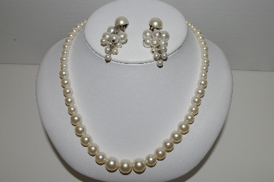 +MBA #91-145   "Vintage Faux Pearl Necklace & Earrings"