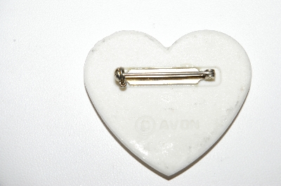 +MBA #91-031   "Avon Ceramic Rose Heart Shaped Pin"