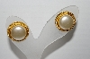 +MBA #91-028   "Napier Goldtone Faux Pearl Pierced Earrings"