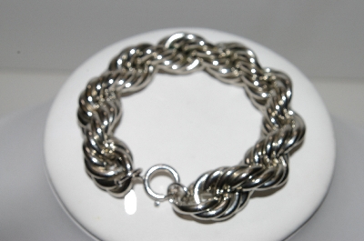 +MBA #91-259  "Napier Silvertone Large Rope Style Bracelet"