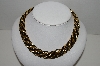 +MBA #91-066   "Vintage Black Silk Cord & Gold Plated Twisted Rope Necklace"