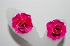 +MBA #91-184   "Vintage Pink Enameled Rose Clip On Earrings"