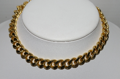 +MBA #91-091   "Vintage Gold Plated Large Link Necklace"
