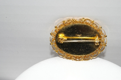 +MBA #91-154   "Vintage Made In  Italy  Terrerae Glass Tile Mosiac Flower Pin" 