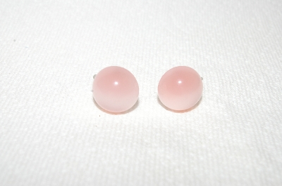 +MBA #E48-224   "Vintage Silvertone Pink Lucite Screw Back Earrings"