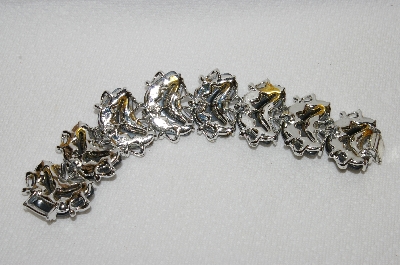 +MBA #E48-202   "Vintage Silvertone Black & Grey Lucite Bracelet"