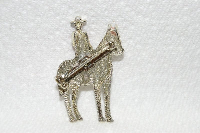 **MBA #E48-174  "Vintage Gold Tone Enameled Mounted Police Pin"
