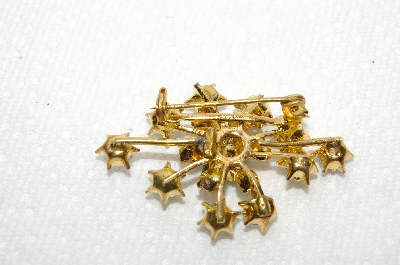 **MBA #E48-141   "Vintage Made In Austria Green AB Crystal Pin"