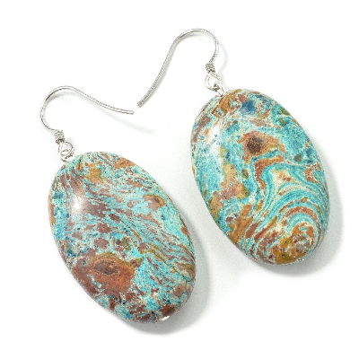 +MBA #E48-235   "Blue Fire Jasper Necklace, Bracelet & Earring Set"
