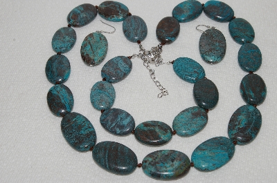 +MBA #E48-235   "Blue Fire Jasper Necklace, Bracelet & Earring Set"