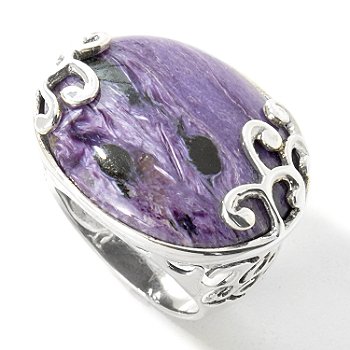 +MBA #E48-225   "Sterling Overlay Design Charoite Ring"