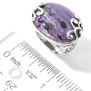 +MBA #E48-225   "Sterling Overlay Design Charoite Ring"