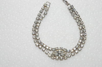 +MBA #E48-128   "Vintage Silvertone Clear Crystal Rhinestone Bracelet"