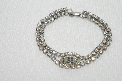 +MBA #E48-128   "Vintage Silvertone Clear Crystal Rhinestone Bracelet"
