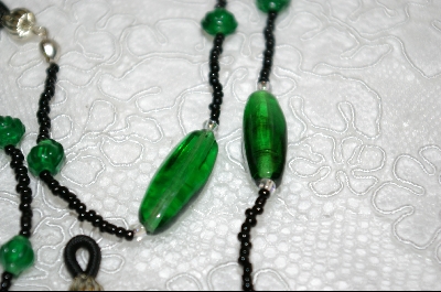 +MBA #6529  "Dark Green Glass Beads"