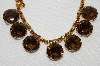 +MBA #E48-133   "Vintage Gold Tone Brown & Citrine Colored Fancy Rhinestone Necklace/Chocker"