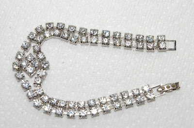 +MBA #E49-163   "Vintage Silvertone Clear Crystal Rhinestone Bracelet"