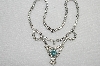 +MBA #E49-149   "Vintage Silvertone Clear Crystal & Blue Rhinestone Chocker"