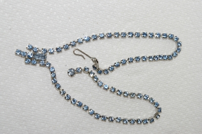 +MBA #E49-158  "Vintage Silvertone Blue Crystal Rhinestone Choker"