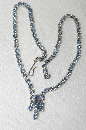 +MBA #E49-158  "Vintage Silvertone Blue Crystal Rhinestone Choker"
