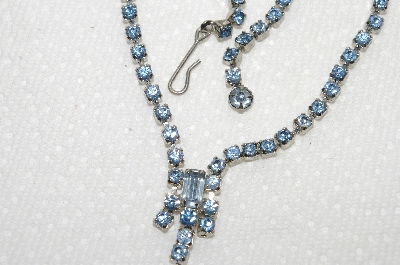 +MBA #E49-158  "Vintage Silvertone Blue Crystal Rhinestone Choker"