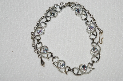 +MBA #E50-076   "Vintage Silvertone AB Crystal Rhinestone Necklace"